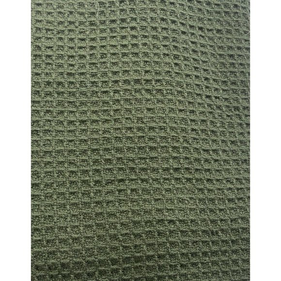 Arhaus Home Luxury Waffle Knit Blanket Throw Cover Quilt Dark Green Cotton 50x60 - Picture 3 of 6